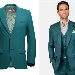 NWT Sartoro Deep Teal Linen Suit